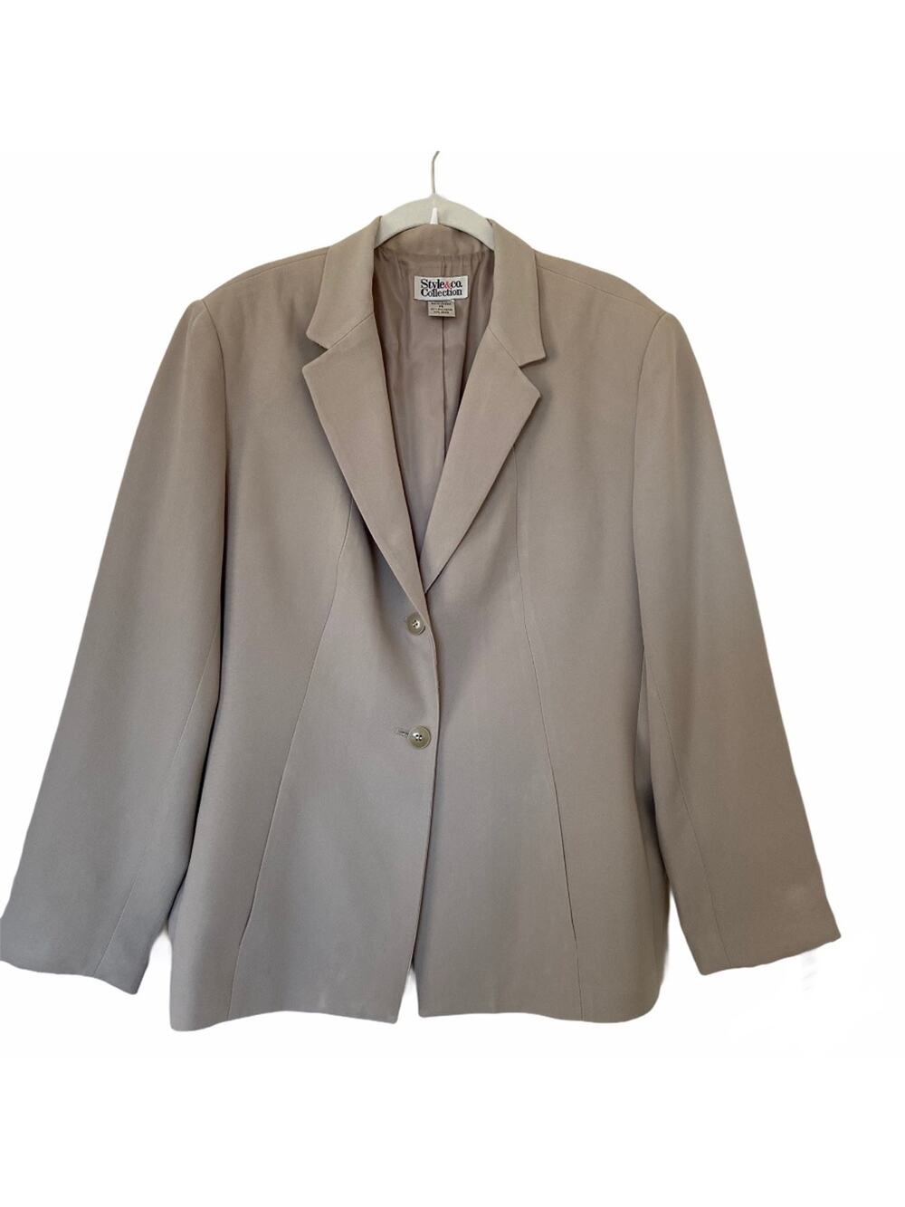 Style & Co Collection Fully Lined Blazer Jacket Beige Tan Size 14